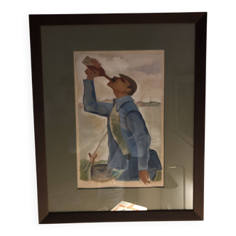 Watercolour "The Worker’s Break"