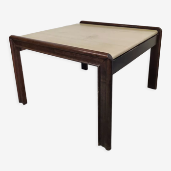 Vintage coffee table wood and travertine