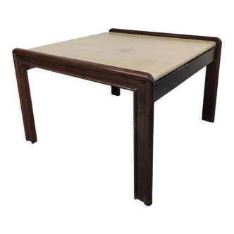 Vintage coffee table wood and travertine