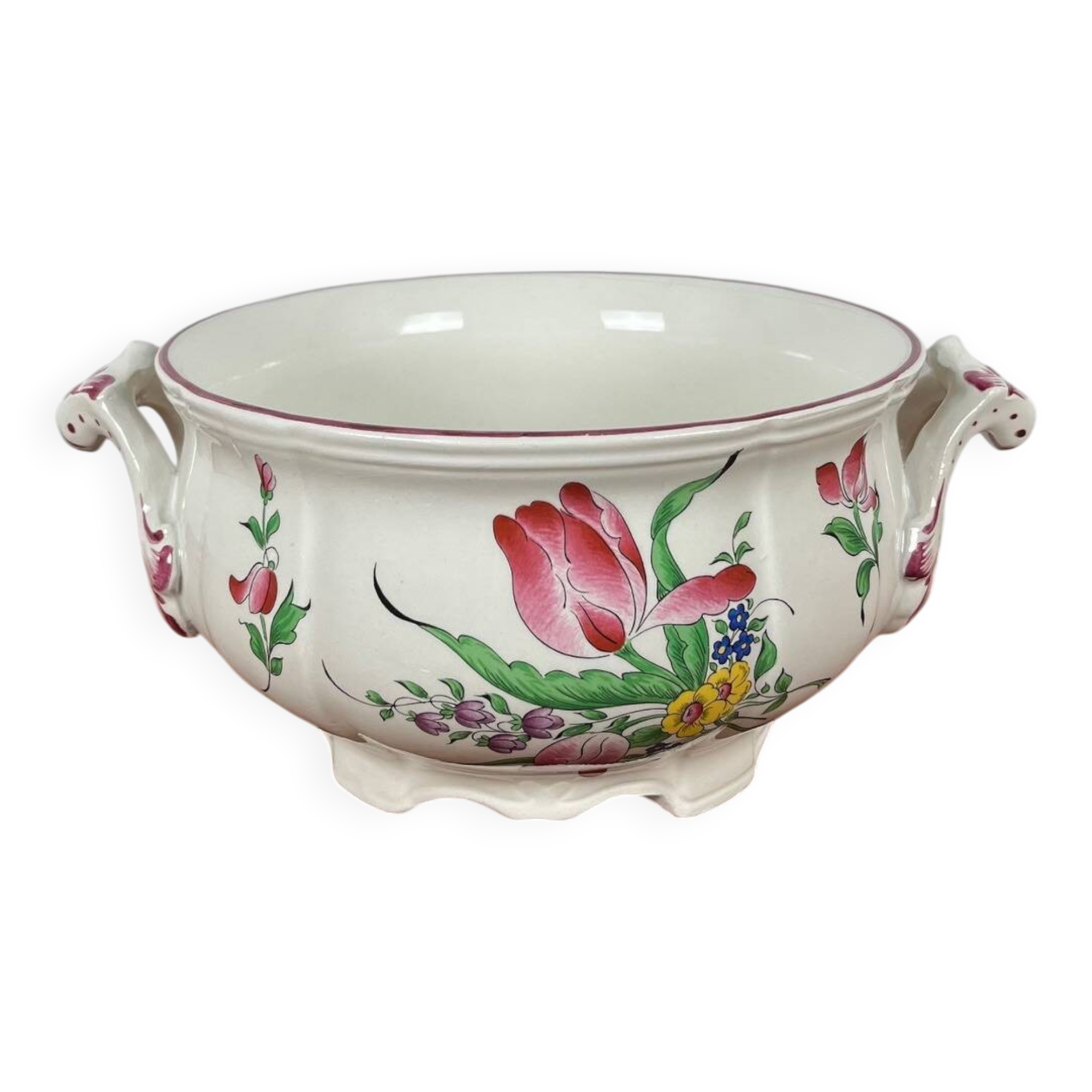 Serving dish/soup tureen with handle KG Lunéville, 1950, Réverbère model