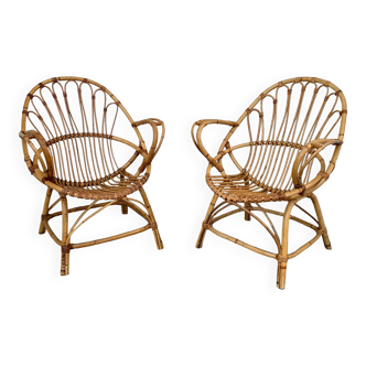 Paire de fauteuils coquille vintage 1950