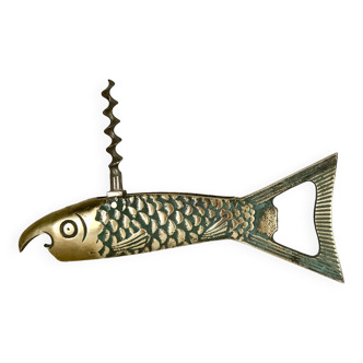 Fish-shaped brass corkscrew