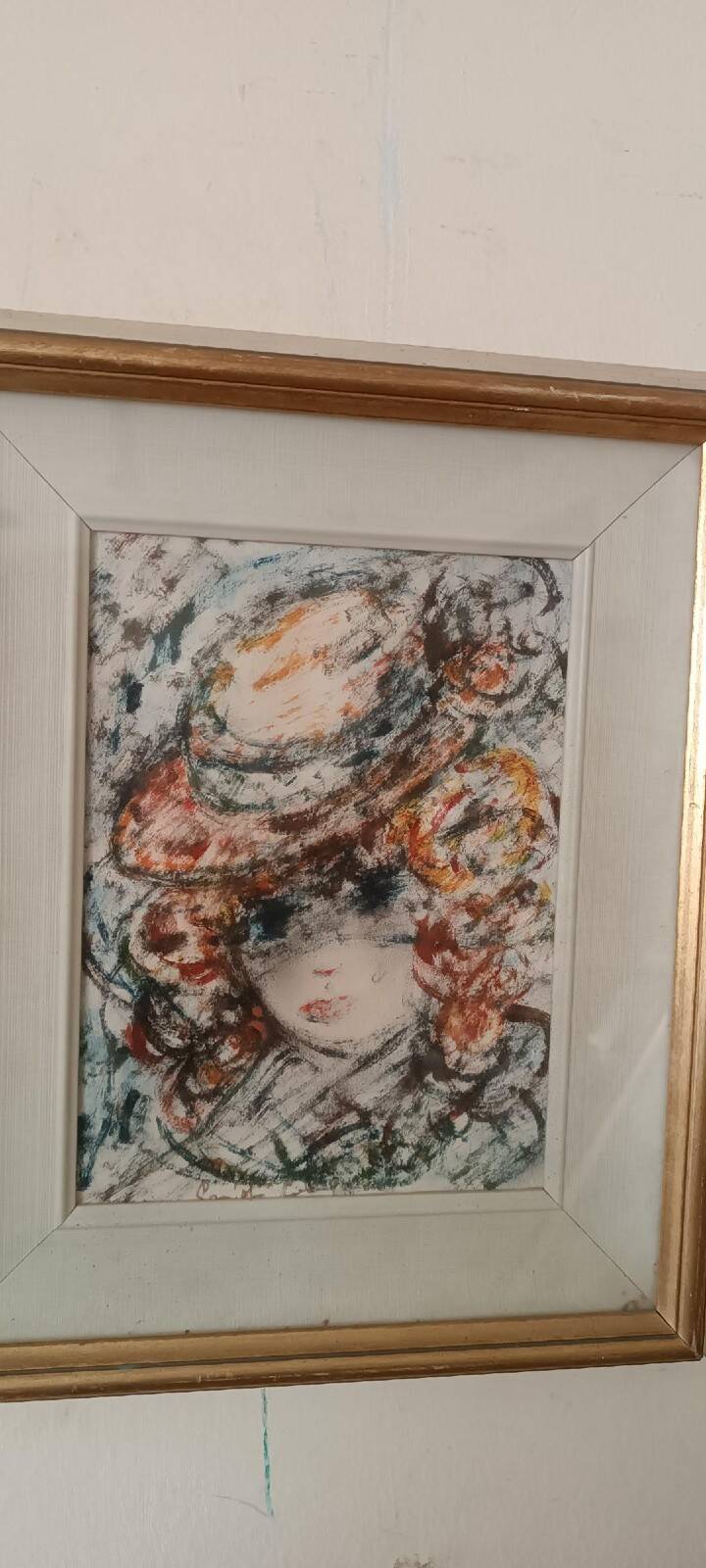 Peinture sur papier aquarelle visage, GUIDO CODOGNONE (1901-1968)