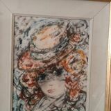 Peinture sur papier aquarelle visage, GUIDO CODOGNONE (1901-1968)