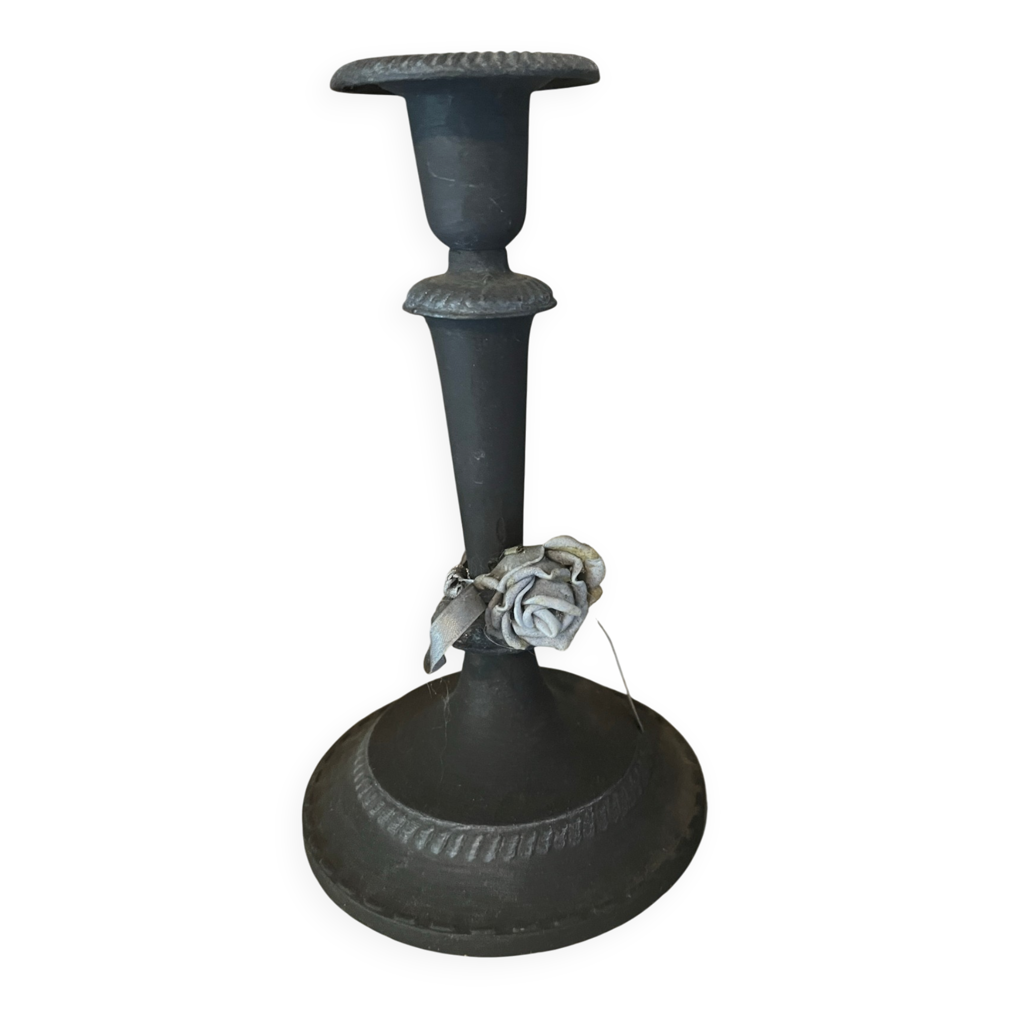 Shabby chic patinated candlestick