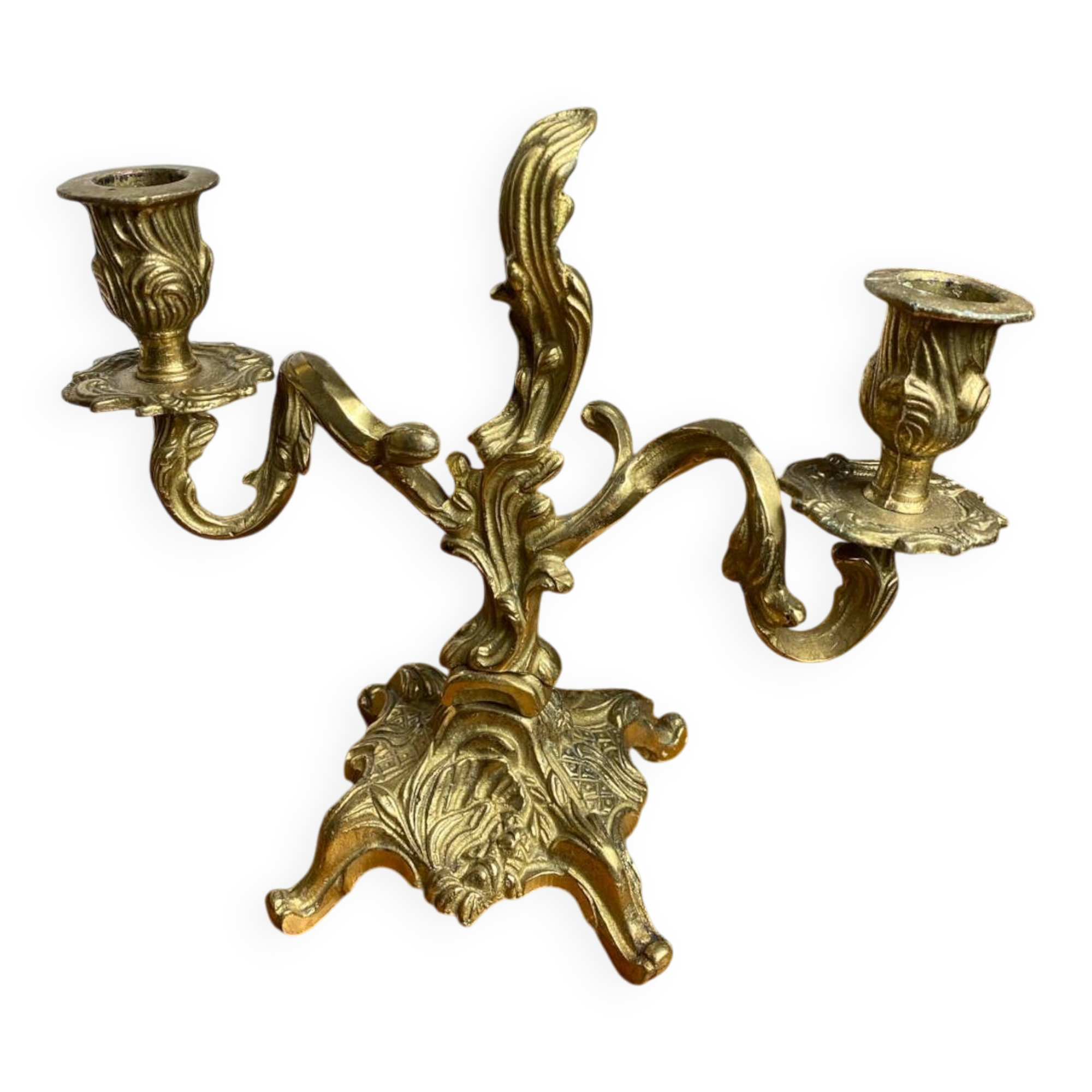 Two-arm chandelier, rocaille style, in bronze