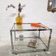 Table basse vintage chrome & verre Années 70