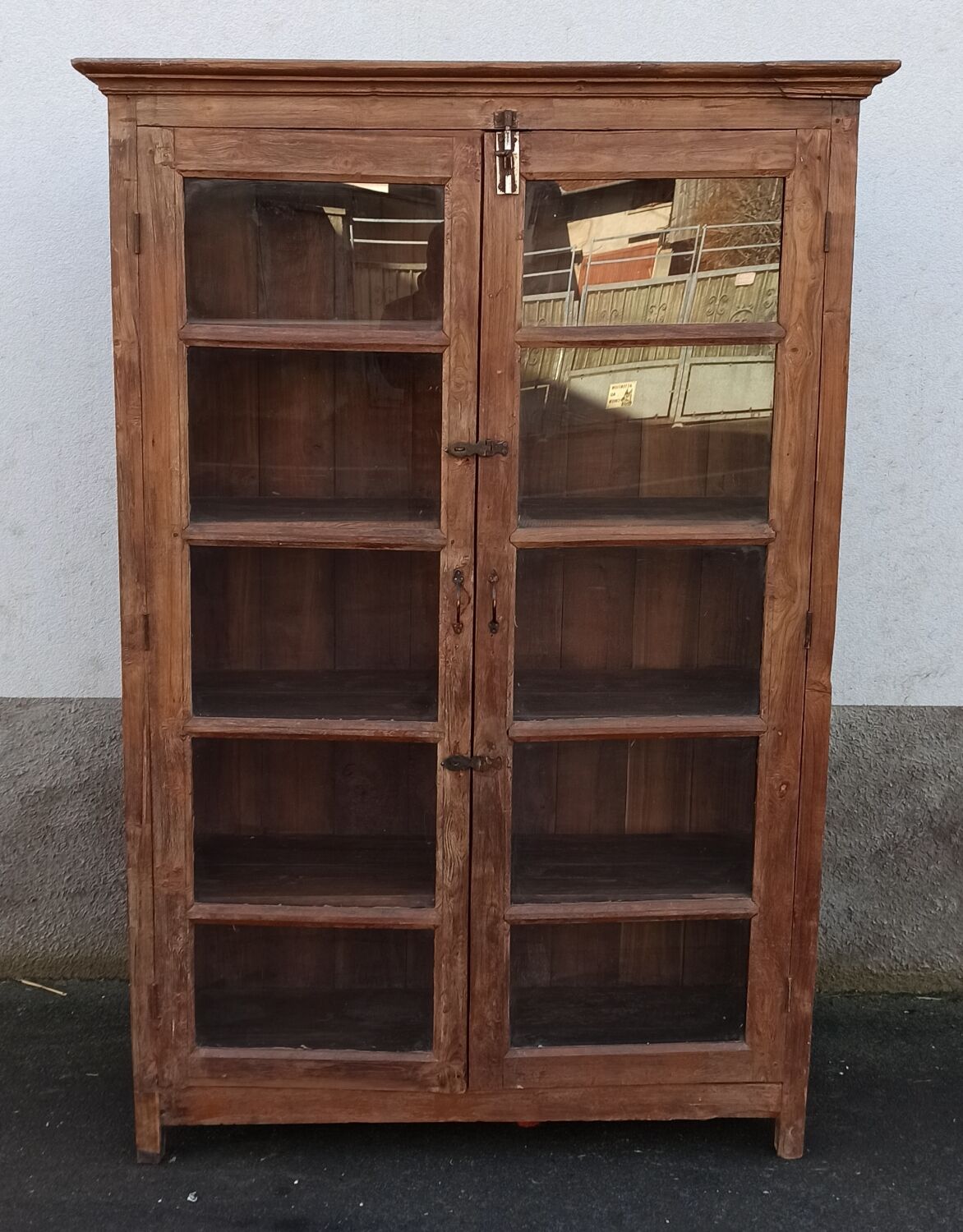 Old wooden glass cabinet
