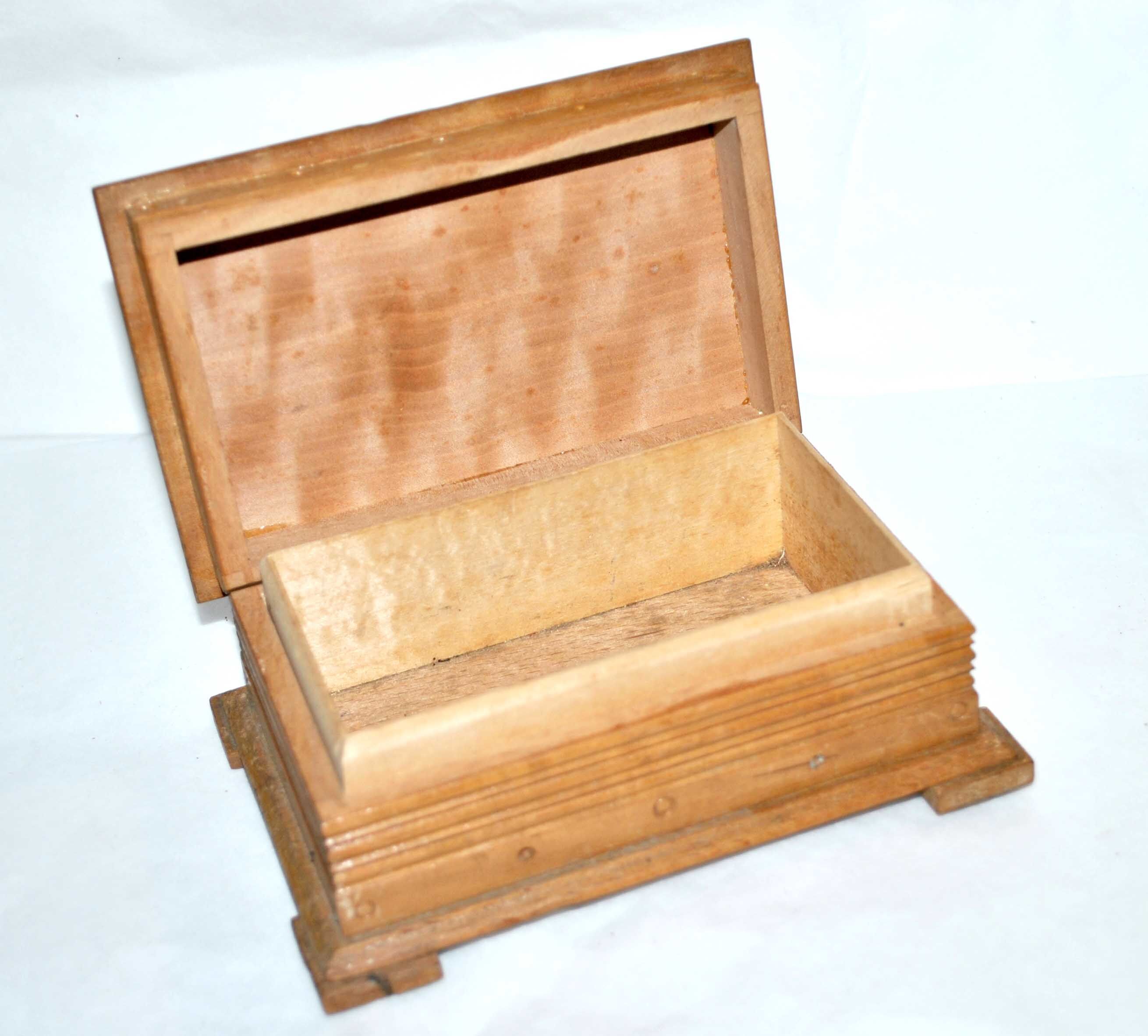 Vintage Edelweiss carved wooden box