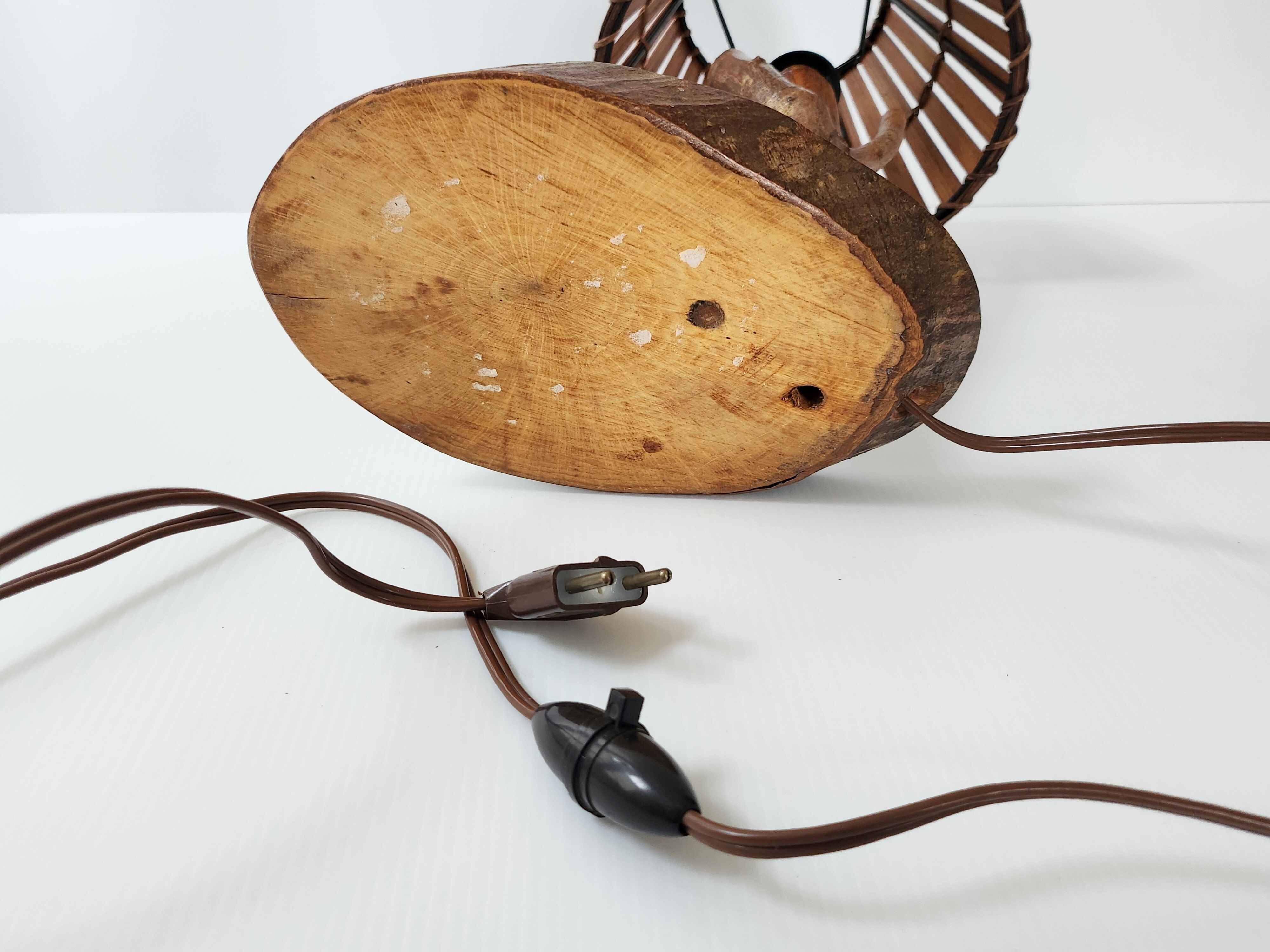 Vintage lamp wood & rattan 1950