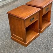 2 marine bedside tables in solid wood stained honey 1990