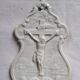 Antique Baptismal Font in Fine Faience Creil and Montereau White Christ Cross