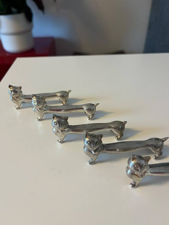 Vintage cat knife rests x5