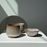 Meeting of three ceramic pieces: ice cup, small cup and small cup