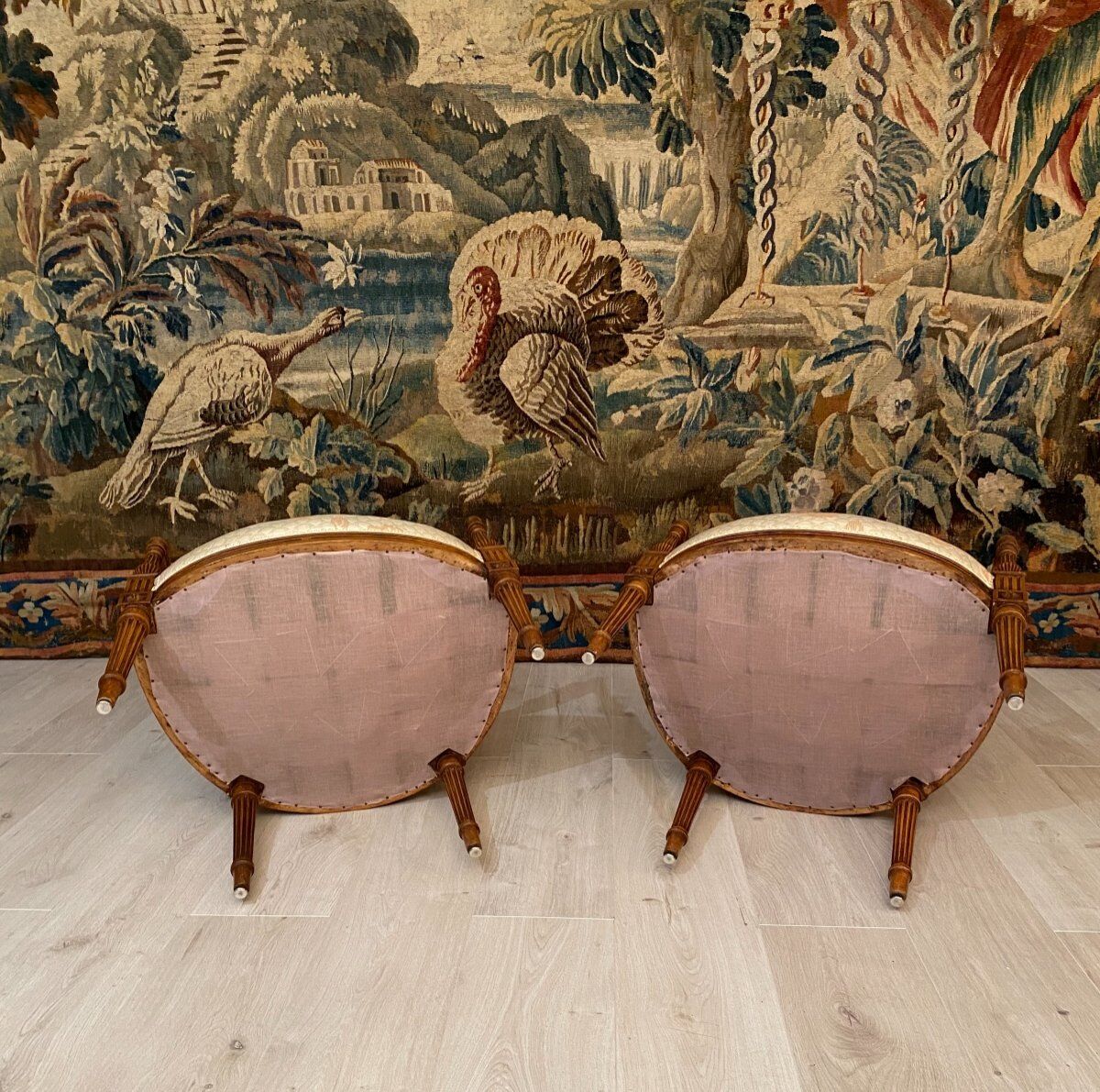 Paire de fauteuils cabriolet de style louis xvi epoque xixeme