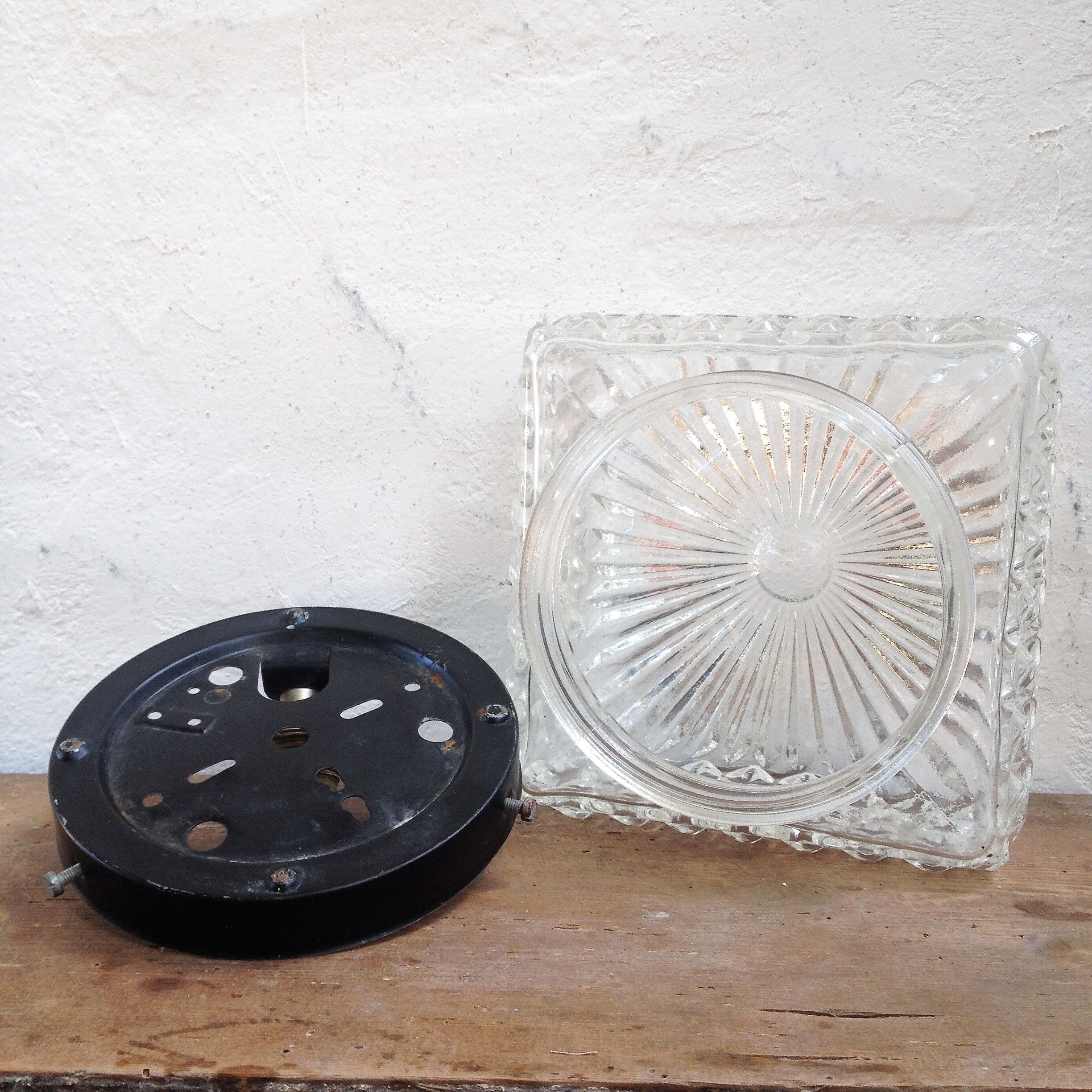 Chiseled glass ceiling lamp 1970