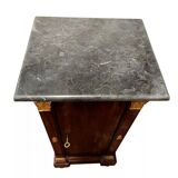 Antique bedside table - napoleon iii column mahogany marble 19th century
