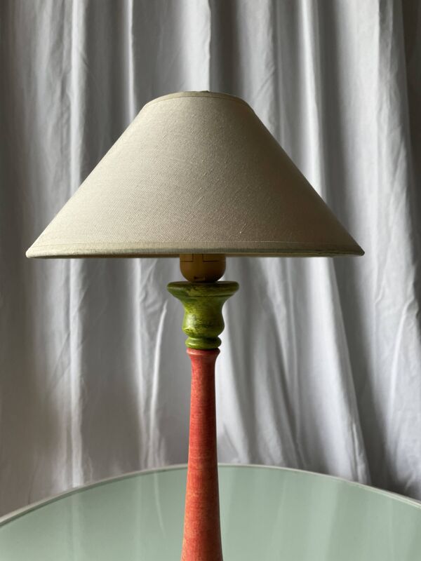 Lampes rustiques bois tourné vintage