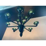 Translucent Green-Bottle Glass Chandelier, Contemporary Murano Style