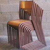 Series of 8 stackable vintage chairs