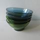 Set of 4 Vereco France bowls in colored glass