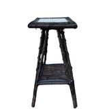 Folk art stool – circa 1890-1900. Rattan & ceramic