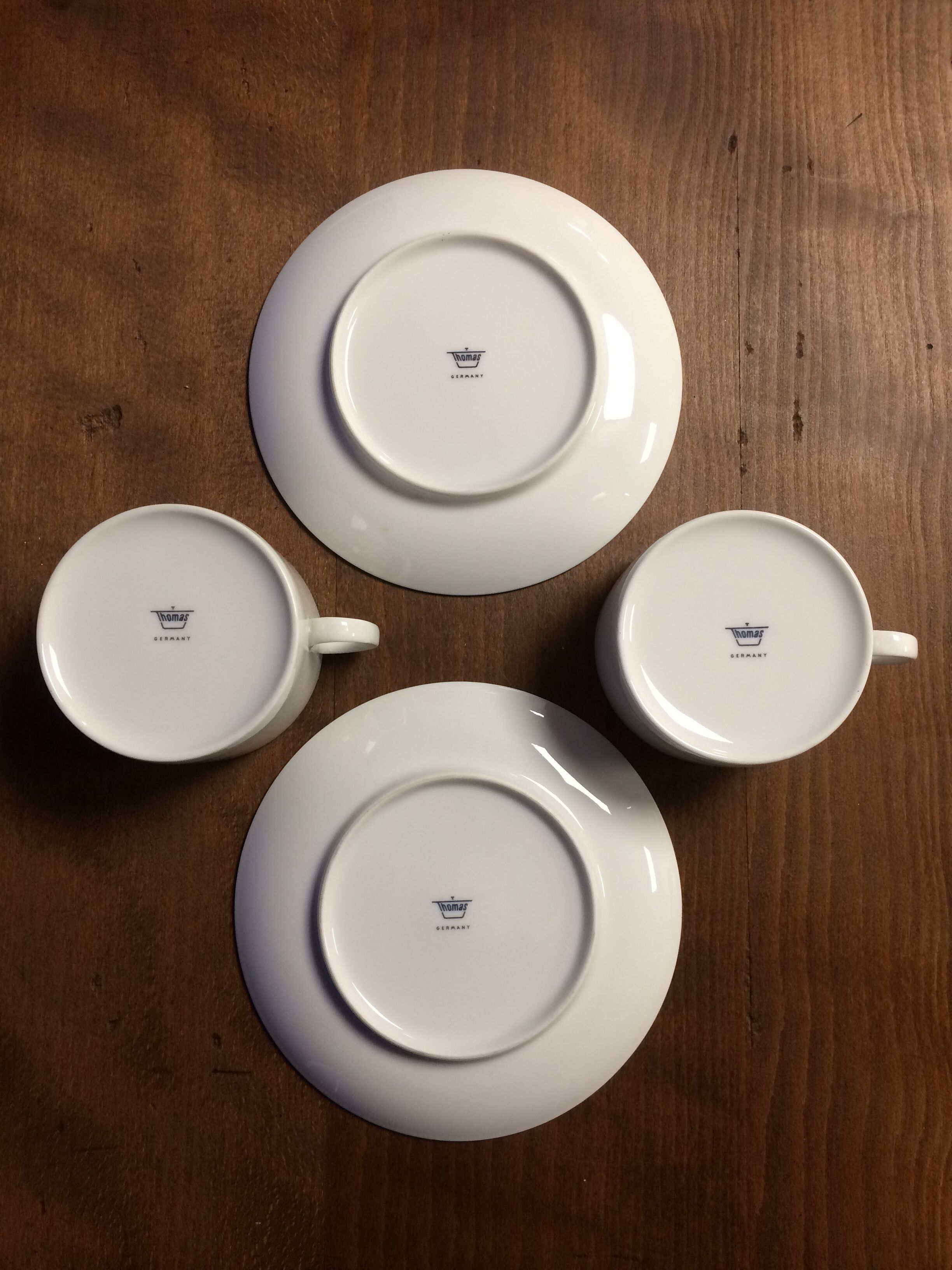 Pair of white porcelain cups and saucers