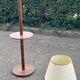 Art Deco floor lamp with wooden shelf and beige lampshade