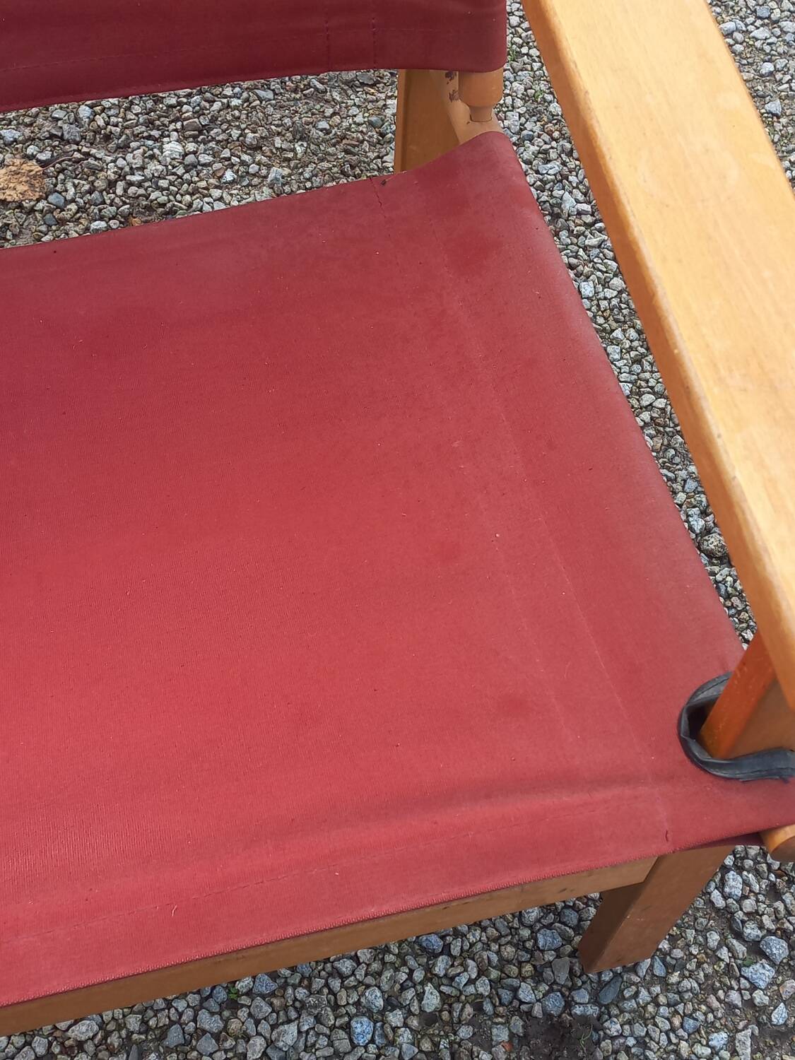 Safari armchair in beech and cotton canvas