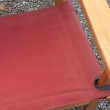 Safari armchair in beech and cotton canvas
