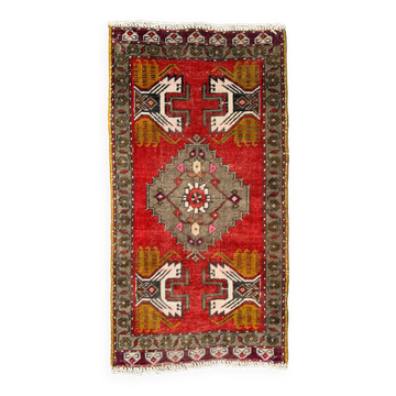 Petit tapis turc vintage 96x48 cm, Short Runner, Tribal, Shabby, Mini Tapis