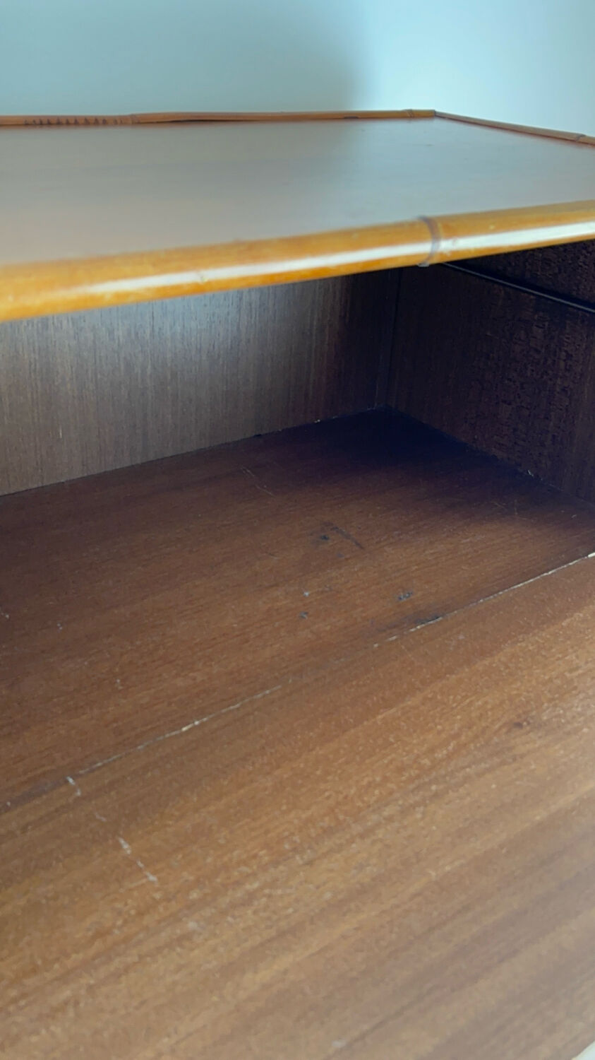 1970s wooden and bamboo bar cabinet