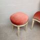 Chaise médaillon et tabouret velours style Louis XVI