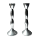 Pair of wavy aluminium candle holders