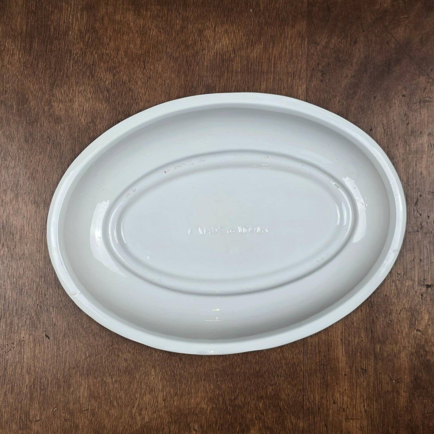 Vintage oval dish Made in Italy, hand-painted floral decoration