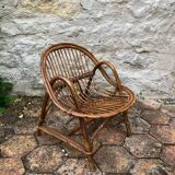 Vintage rattan children's armchair