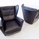 Howard Keith pair of black leather armchairs for HK Furniture