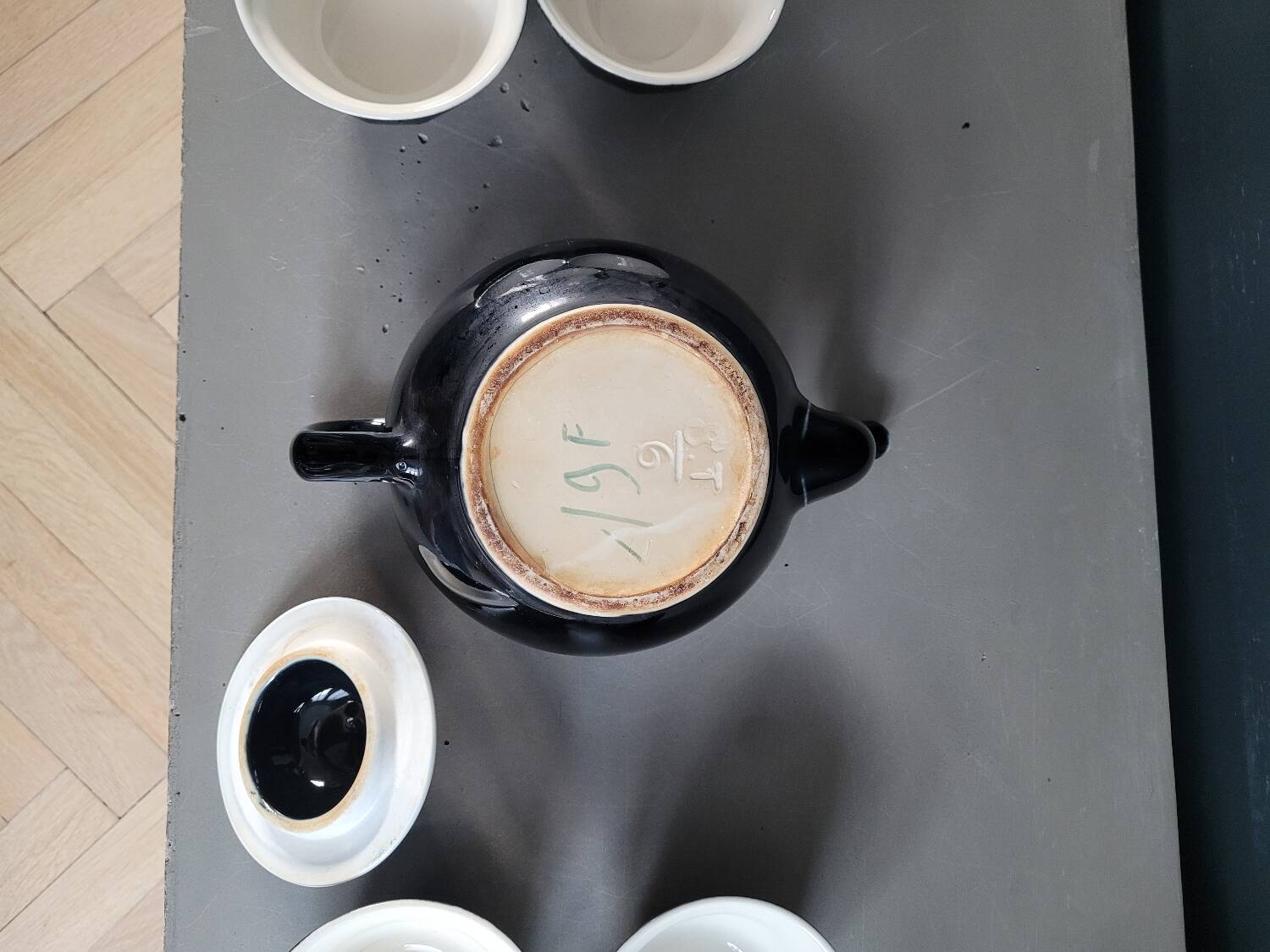 Antique black and white ceramic coffee set