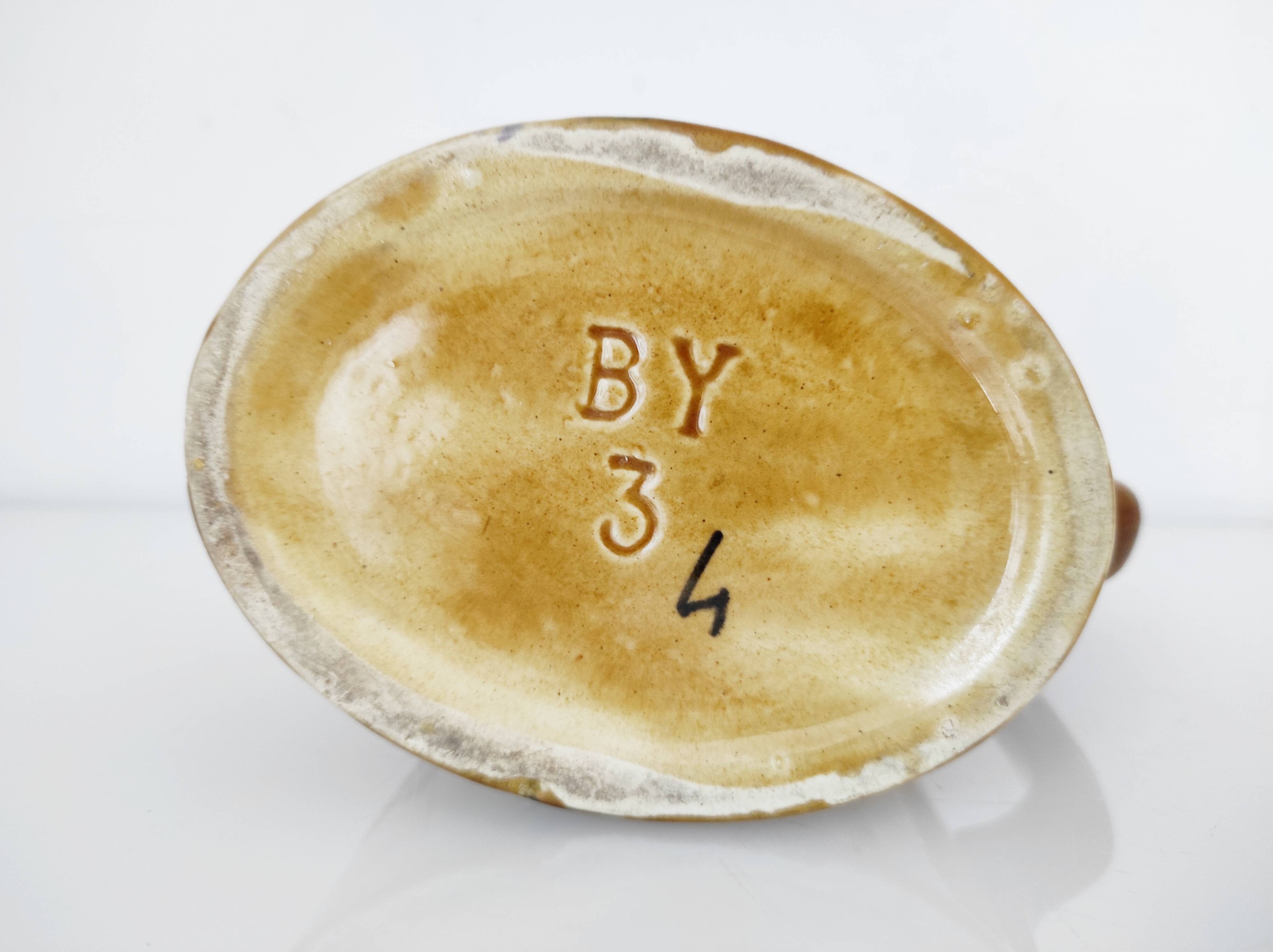 1900 earthenware pitcher with pink flowers