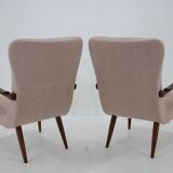 1960s pair of restored danish armchairs in boucle