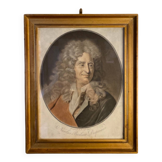 Gravure ancienne, portrait de Nicolas Boileau Despreaux, Fin XIX siècle