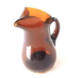 Service en verre ambre et rotin