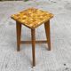 Scandinavian stool with amber mosaic effect top, 60s side table.