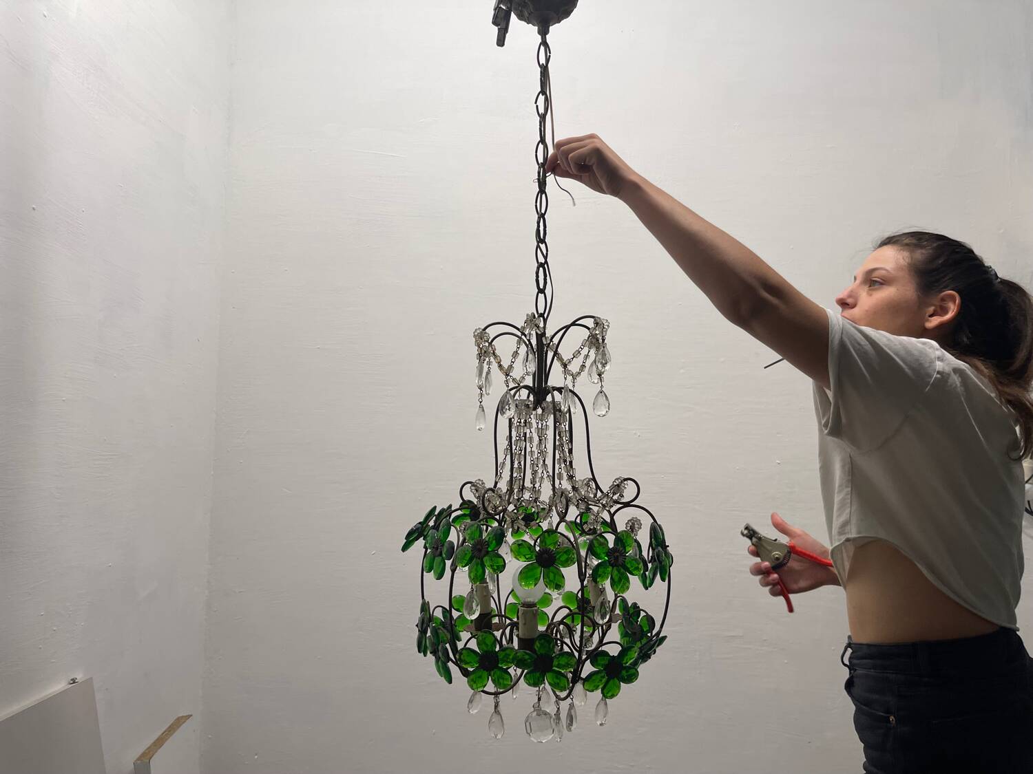 Green Flower Macaroni Light Pendant 1950’s