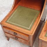 Set of mid century bedside tables with inlaid leather