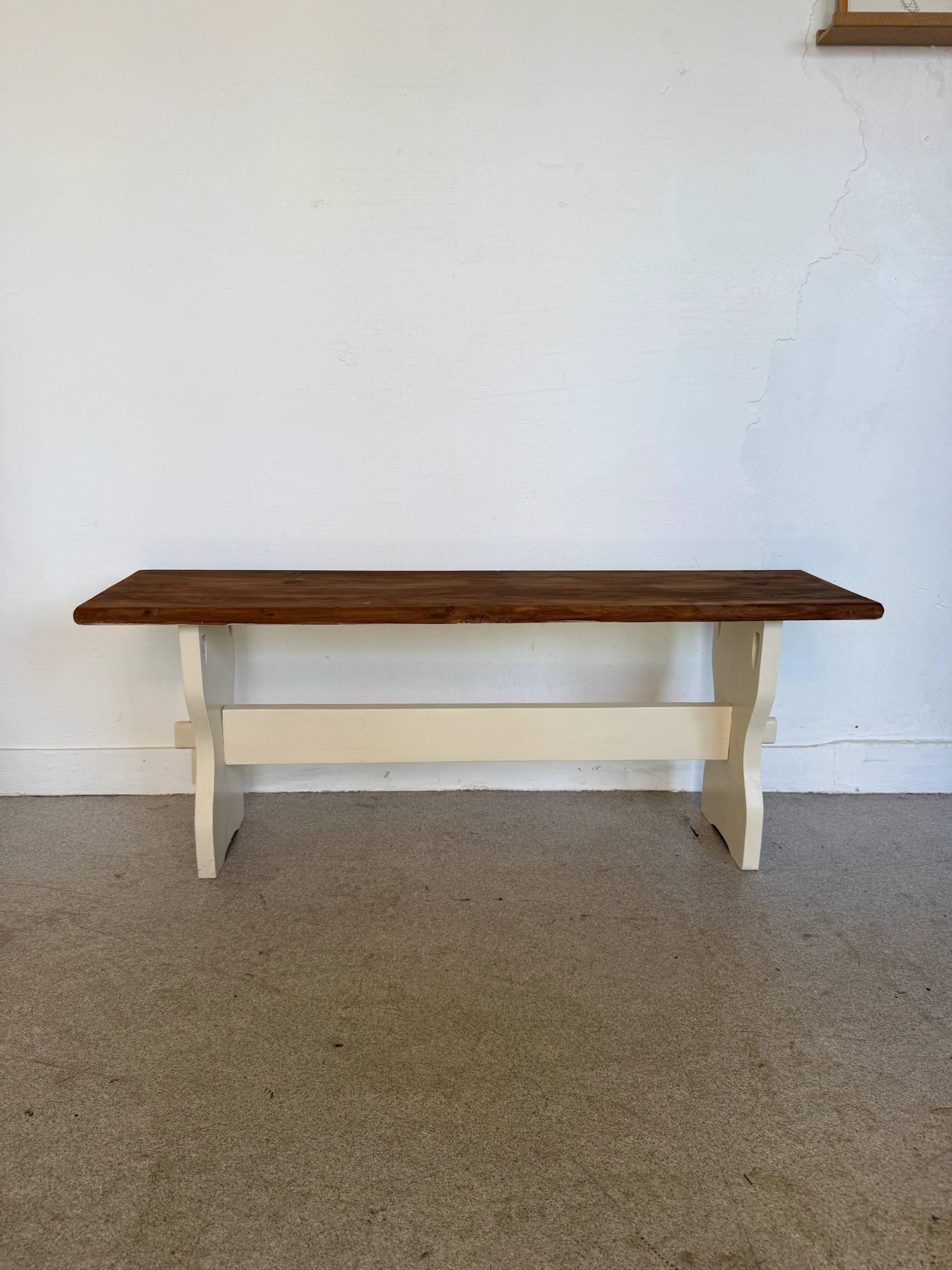 Vintage farmhouse bench made of solid wood