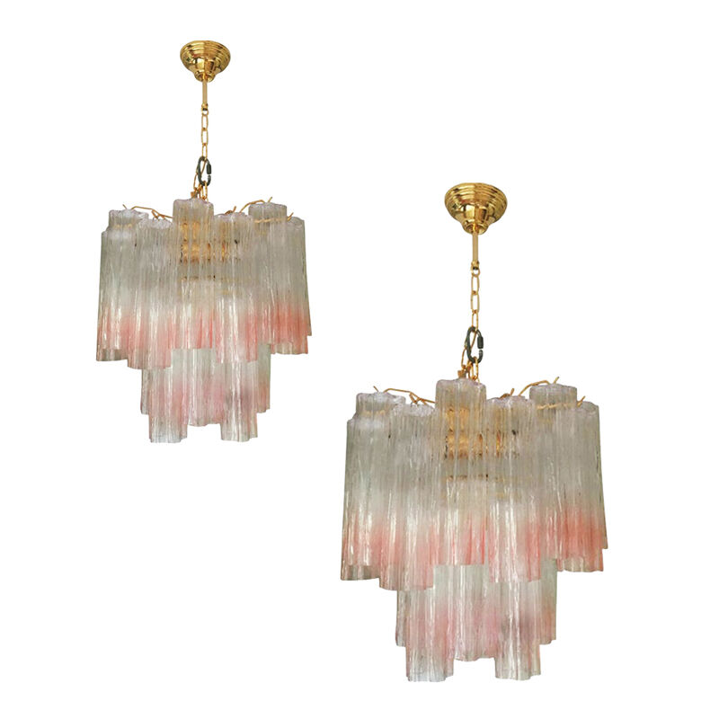 Paire of chandeliers en verre de Murano