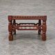 2 x Spanish footstool / wood leather / medieval-style / 1920s