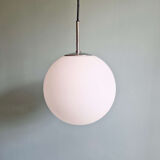 Large satin white opal glass pendant light, Limburg, 1970