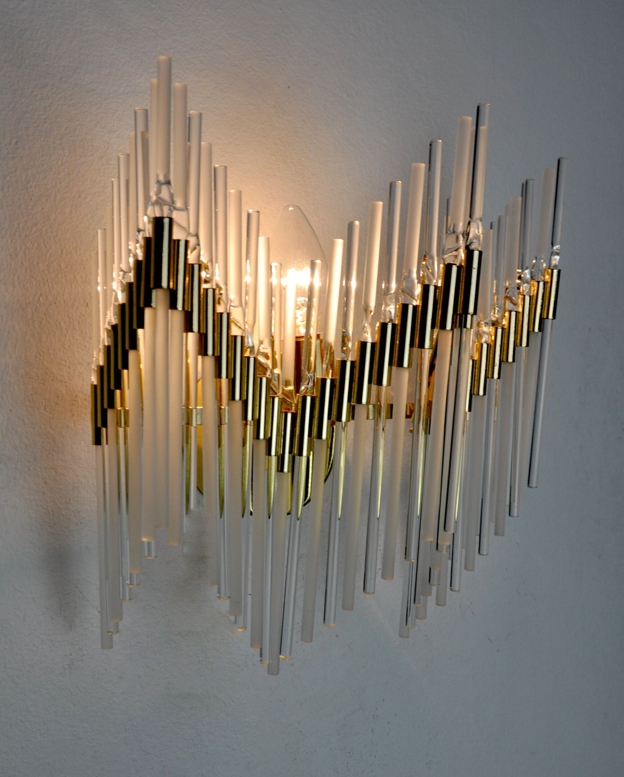 Venini wall lamp, tubular crystals, Italy, 1970